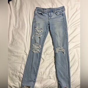 American Eagle Outfitters  Blue Ripped Skinny Jeans Next Level Stretch
